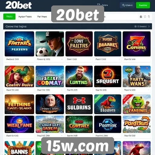 Variedade de jogos disponíveis na 20bet
